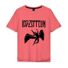 Мужская футболка хлопок Oversize с принтом Led Zeppelin в Екатеринбурге, 100% хлопок | свободный крой, круглый ворот, “спинка” длиннее передней части | Тематика изображения на принте: led zeppelin