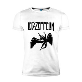 Мужская футболка премиум с принтом Led Zeppelin в Екатеринбурге, 92% хлопок, 8% лайкра | приталенный силуэт, круглый вырез ворота, длина до линии бедра, короткий рукав | Тематика изображения на принте: led zeppelin
