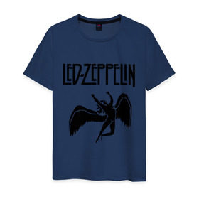 Мужская футболка хлопок с принтом Led Zeppelin в Екатеринбурге, 100% хлопок | прямой крой, круглый вырез горловины, длина до линии бедер, слегка спущенное плечо. | led zeppelin
