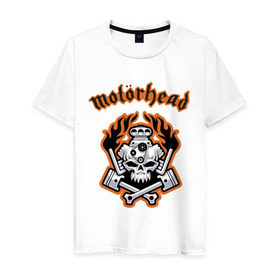 Мужская футболка хлопок с принтом Motorhead в Екатеринбурге, 100% хлопок | прямой крой, круглый вырез горловины, длина до линии бедер, слегка спущенное плечо. | Тематика изображения на принте: motorhead