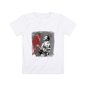 Детская футболка хлопок с принтом Фредди в Екатеринбурге, 100% хлопок | круглый вырез горловины, полуприлегающий силуэт, длина до линии бедер | queen | меломанам | музыка | рок | фрэдди меркьюри
