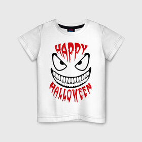 Детская футболка хлопок с принтом Happy halloween в Екатеринбурге, 100% хлопок | круглый вырез горловины, полуприлегающий силуэт, длина до линии бедер | 