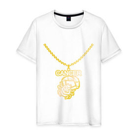 Мужская футболка хлопок с принтом Cancer рак (краб) в Екатеринбурге, 100% хлопок | прямой крой, круглый вырез горловины, длина до линии бедер, слегка спущенное плечо. | cancer рак | астрономия | зодиак | космос | краб | цепь