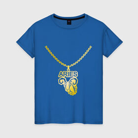 Женская футболка хлопок с принтом Aries овен в Екатеринбурге, 100% хлопок | прямой крой, круглый вырез горловины, длина до линии бедер, слегка спущенное плечо | 