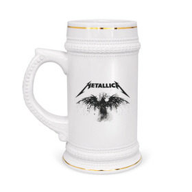 Кружка пивная с принтом Metallica в Екатеринбурге,  керамика (Материал выдерживает высокую температуру, стоит избегать резкого перепада температур) |  объем 630 мл | metallica | музыка | рок