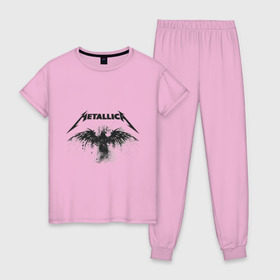 Женская пижама хлопок с принтом Metallica в Екатеринбурге, 100% хлопок | брюки и футболка прямого кроя, без карманов, на брюках мягкая резинка на поясе и по низу штанин | metallica | музыка | рок