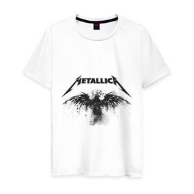 Мужская футболка хлопок с принтом Metallica в Екатеринбурге, 100% хлопок | прямой крой, круглый вырез горловины, длина до линии бедер, слегка спущенное плечо. | metallica | музыка | рок