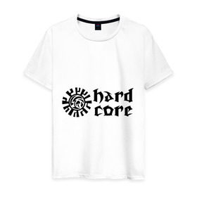 Мужская футболка хлопок с принтом Hardcore в Екатеринбурге, 100% хлопок | прямой крой, круглый вырез горловины, длина до линии бедер, слегка спущенное плечо. | hardcore | музыка