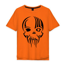 Мужская футболка хлопок Oversize с принтом Ктулху череп в Екатеринбурге, 100% хлопок | свободный крой, круглый ворот, “спинка” длиннее передней части | Тематика изображения на принте: ctulhu | lovecraft | говард | ктулху | лавкрафт | череп