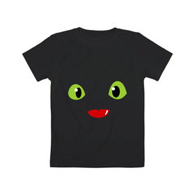Детская футболка хлопок с принтом Toothless Dragon в Екатеринбурге, 100% хлопок | круглый вырез горловины, полуприлегающий силуэт, длина до линии бедер | dragon | toothless | train | беззубик | дракон | как приручить дракона