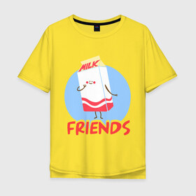 Мужская футболка хлопок Oversize с принтом Молоко в Екатеринбурге, 100% хлопок | свободный крой, круглый ворот, “спинка” длиннее передней части | best friends forever | друзья | лучшие | молоко | печенье | подарки | подруге. друг