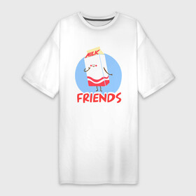 Платье-футболка хлопок с принтом Молоко в Екатеринбурге,  |  | best friends forever | друзья | лучшие | молоко | печенье | подарки | подруге. друг