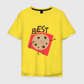 Мужская футболка хлопок Oversize с принтом Печенька в Екатеринбурге, 100% хлопок | свободный крой, круглый ворот, “спинка” длиннее передней части | best friends forever | друзья | лучшие | молоко | печенье | подарки | подруге. друг