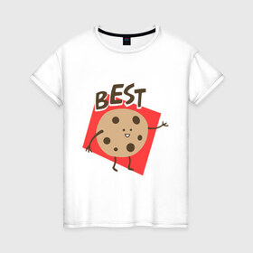 Женская футболка хлопок с принтом Печенька в Екатеринбурге, 100% хлопок | прямой крой, круглый вырез горловины, длина до линии бедер, слегка спущенное плечо | best friends forever | друзья | лучшие | молоко | печенье | подарки | подруге. друг