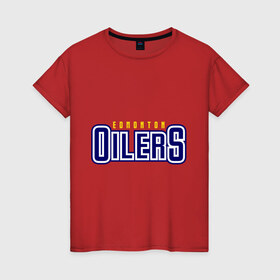 Женская футболка хлопок с принтом HC Edmonton Oilers Sign в Екатеринбурге, 100% хлопок | прямой крой, круглый вырез горловины, длина до линии бедер, слегка спущенное плечо | club | edmonton | hc | hockey | oilers | хоккей