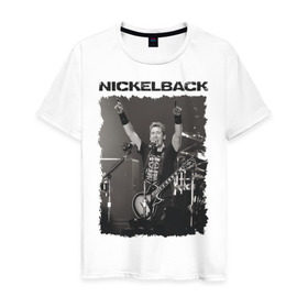 Мужская футболка хлопок с принтом Nickelback в Екатеринбурге, 100% хлопок | прямой крой, круглый вырез горловины, длина до линии бедер, слегка спущенное плечо. | nickelback | альтернативный | рок | хард