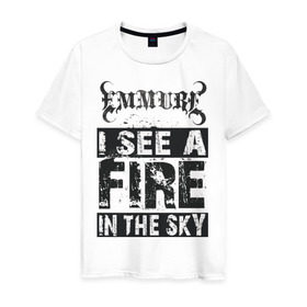 Мужская футболка хлопок с принтом Emmure Deathcore в Екатеринбурге, 100% хлопок | прямой крой, круглый вырез горловины, длина до линии бедер, слегка спущенное плечо. | deathcore | emmure | fire | i | in | see | sky | the