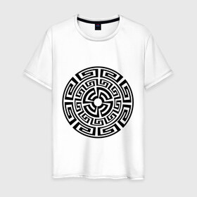 Мужская футболка хлопок с принтом Узор круговорот в Екатеринбурге, 100% хлопок | прямой крой, круглый вырез горловины, длина до линии бедер, слегка спущенное плечо. | геометрия | круг | круговорот | узор