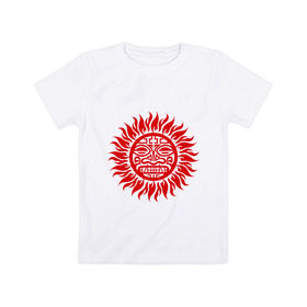 Детская футболка хлопок с принтом Солнце древний символ в Екатеринбурге, 100% хлопок | круглый вырез горловины, полуприлегающий силуэт, длина до линии бедер | древний | лицо | символ | солнце