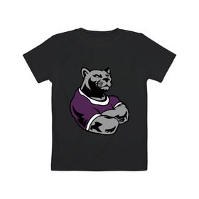 Детская футболка хлопок с принтом Сильная пантера в Екатеринбурге, 100% хлопок | круглый вырез горловины, полуприлегающий силуэт, длина до линии бедер | качок | мощь | пантера | сила
