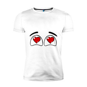 Мужская футболка премиум с принтом Влюбленные глаза в Екатеринбурге, 92% хлопок, 8% лайкра | приталенный силуэт, круглый вырез ворота, длина до линии бедра, короткий рукав | Тематика изображения на принте: влюбленность | глаза | любовь | сердце