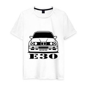 Мужская футболка хлопок с принтом e30 в Екатеринбурге, 100% хлопок | прямой крой, круглый вырез горловины, длина до линии бедер, слегка спущенное плечо. | bmw | e30 | автомобиль | бмв | е30 | машина