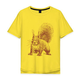 Мужская футболка хлопок Oversize с принтом Самая милая белочка в Екатеринбурге, 100% хлопок | свободный крой, круглый ворот, “спинка” длиннее передней части | белка | зверек | милый | пушистик