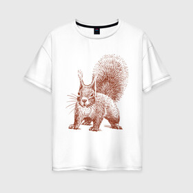 Женская футболка хлопок Oversize с принтом Самая милая белочка в Екатеринбурге, 100% хлопок | свободный крой, круглый ворот, спущенный рукав, длина до линии бедер
 | белка | зверек | милый | пушистик