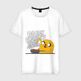 Мужская футболка хлопок с принтом Makin` Bacon Pancakes в Екатеринбурге, 100% хлопок | прямой крой, круглый вырез горловины, длина до линии бедер, слегка спущенное плечо. | джейк