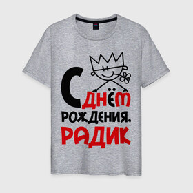 Мужская футболка хлопок с принтом С днём рождения, Радик в Екатеринбурге, 100% хлопок | прямой крой, круглый вырез горловины, длина до линии бедер, слегка спущенное плечо. | день | день рождения | радик | рождение | с днем