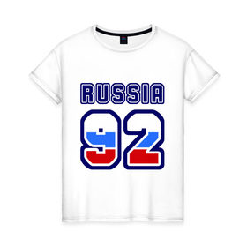Женская футболка хлопок с принтом Russia - 92 (Севастополь) в Екатеринбурге, 100% хлопок | прямой крой, круглый вырез горловины, длина до линии бедер, слегка спущенное плечо | 