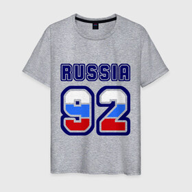 Мужская футболка хлопок с принтом Russia - 92 (Севастополь) в Екатеринбурге, 100% хлопок | прямой крой, круглый вырез горловины, длина до линии бедер, слегка спущенное плечо. | 
