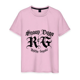 Мужская футболка хлопок с принтом Snoop Dogg в Екатеринбурге, 100% хлопок | прямой крой, круглый вырез горловины, длина до линии бедер, слегка спущенное плечо. | rap | snoop dogg | музыка | рэп | снуп дог