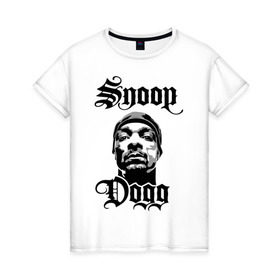 Женская футболка хлопок с принтом Snoop Dogg в Екатеринбурге, 100% хлопок | прямой крой, круглый вырез горловины, длина до линии бедер, слегка спущенное плечо | rap | snoop dogg | музыка | рэп | снуп дог