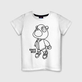 Детская футболка хлопок с принтом kanye west в Екатеринбурге, 100% хлопок | круглый вырез горловины, полуприлегающий силуэт, длина до линии бедер | kanye west | rap | кани вест | медведь | музыка | рэп