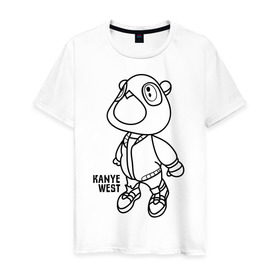 Мужская футболка хлопок с принтом kanye west в Екатеринбурге, 100% хлопок | прямой крой, круглый вырез горловины, длина до линии бедер, слегка спущенное плечо. | kanye west | rap | кани вест | медведь | музыка | рэп
