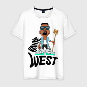 Мужская футболка хлопок с принтом kanye west в Екатеринбурге, 100% хлопок | прямой крой, круглый вырез горловины, длина до линии бедер, слегка спущенное плечо. | kanye west | rap | кани вест | музыка | рэп