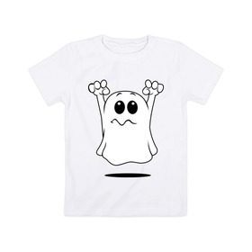 Детская футболка хлопок с принтом Привидение в Екатеринбурге, 100% хлопок | круглый вырез горловины, полуприлегающий силуэт, длина до линии бедер | ghost | привидение | призрак