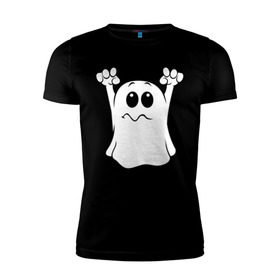 Мужская футболка премиум с принтом Привидение в Екатеринбурге, 92% хлопок, 8% лайкра | приталенный силуэт, круглый вырез ворота, длина до линии бедра, короткий рукав | ghost | привидение | призрак