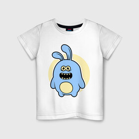 Детская футболка хлопок с принтом Толстый заяц в Екатеринбурге, 100% хлопок | круглый вырез горловины, полуприлегающий силуэт, длина до линии бедер | заяц | кролик | милй | странный | толстый
