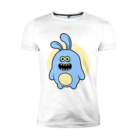 Мужская футболка премиум с принтом Толстый заяц в Екатеринбурге, 92% хлопок, 8% лайкра | приталенный силуэт, круглый вырез ворота, длина до линии бедра, короткий рукав | заяц | кролик | милй | странный | толстый