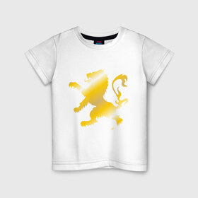Детская футболка хлопок с принтом The Lion Rampant в Екатеринбурге, 100% хлопок | круглый вырез горловины, полуприлегающий силуэт, длина до линии бедер | Тематика изображения на принте: lion | rampant | герб | золото | лев