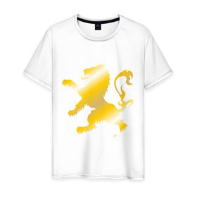 Мужская футболка хлопок с принтом The Lion Rampant в Екатеринбурге, 100% хлопок | прямой крой, круглый вырез горловины, длина до линии бедер, слегка спущенное плечо. | lion | rampant | герб | золото | лев