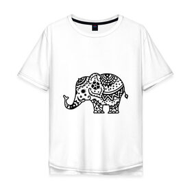 Мужская футболка хлопок Oversize с принтом Слоник узор в Екатеринбурге, 100% хлопок | свободный крой, круглый ворот, “спинка” длиннее передней части | слон