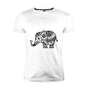 Мужская футболка премиум с принтом Слоник узор в Екатеринбурге, 92% хлопок, 8% лайкра | приталенный силуэт, круглый вырез ворота, длина до линии бедра, короткий рукав | Тематика изображения на принте: слон