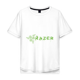 Мужская футболка хлопок Oversize с принтом Razer в Екатеринбурге, 100% хлопок | свободный крой, круглый ворот, “спинка” длиннее передней части | Тематика изображения на принте: 
