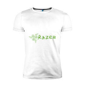 Мужская футболка премиум с принтом Razer в Екатеринбурге, 92% хлопок, 8% лайкра | приталенный силуэт, круглый вырез ворота, длина до линии бедра, короткий рукав | Тематика изображения на принте: 