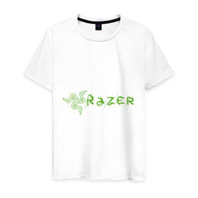 Мужская футболка хлопок с принтом Razer в Екатеринбурге, 100% хлопок | прямой крой, круглый вырез горловины, длина до линии бедер, слегка спущенное плечо. | Тематика изображения на принте: 