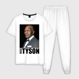 Мужская пижама хлопок с принтом Mike Tyson в Екатеринбурге, 100% хлопок | брюки и футболка прямого кроя, без карманов, на брюках мягкая резинка на поясе и по низу штанин
 | Тематика изображения на принте: майк тайсон