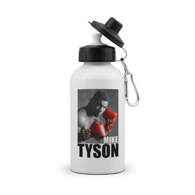 Бутылка спортивная с принтом Mike Tyson в Екатеринбурге, металл | емкость — 500 мл, в комплекте две пластиковые крышки и карабин для крепления | майк тайсон